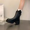 Fashion Women's Thick Sole Boots 2024 New Fashion Chelsea  Solid Color Ankle  Women's Punk Gothic Boots