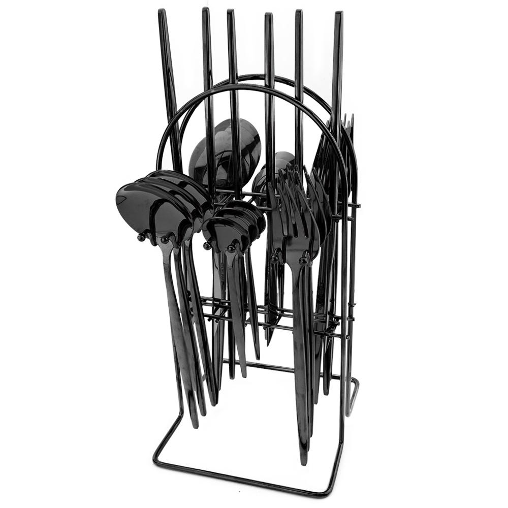 24 шт., набор столовой посуды из черного золота, набор столовых приборов из нержавеющей стали, кухонная вилка, нож, ложка, набор столовых приборов, набор столовых приборов, столовые приборы, подставка для столовых приборов