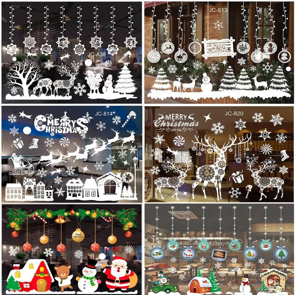 Christmas Window Sticker Merry Christmas Decorations For Home 2025 Cristmas Ornament Xmas Navidad New Year 2025 Natal Gifts