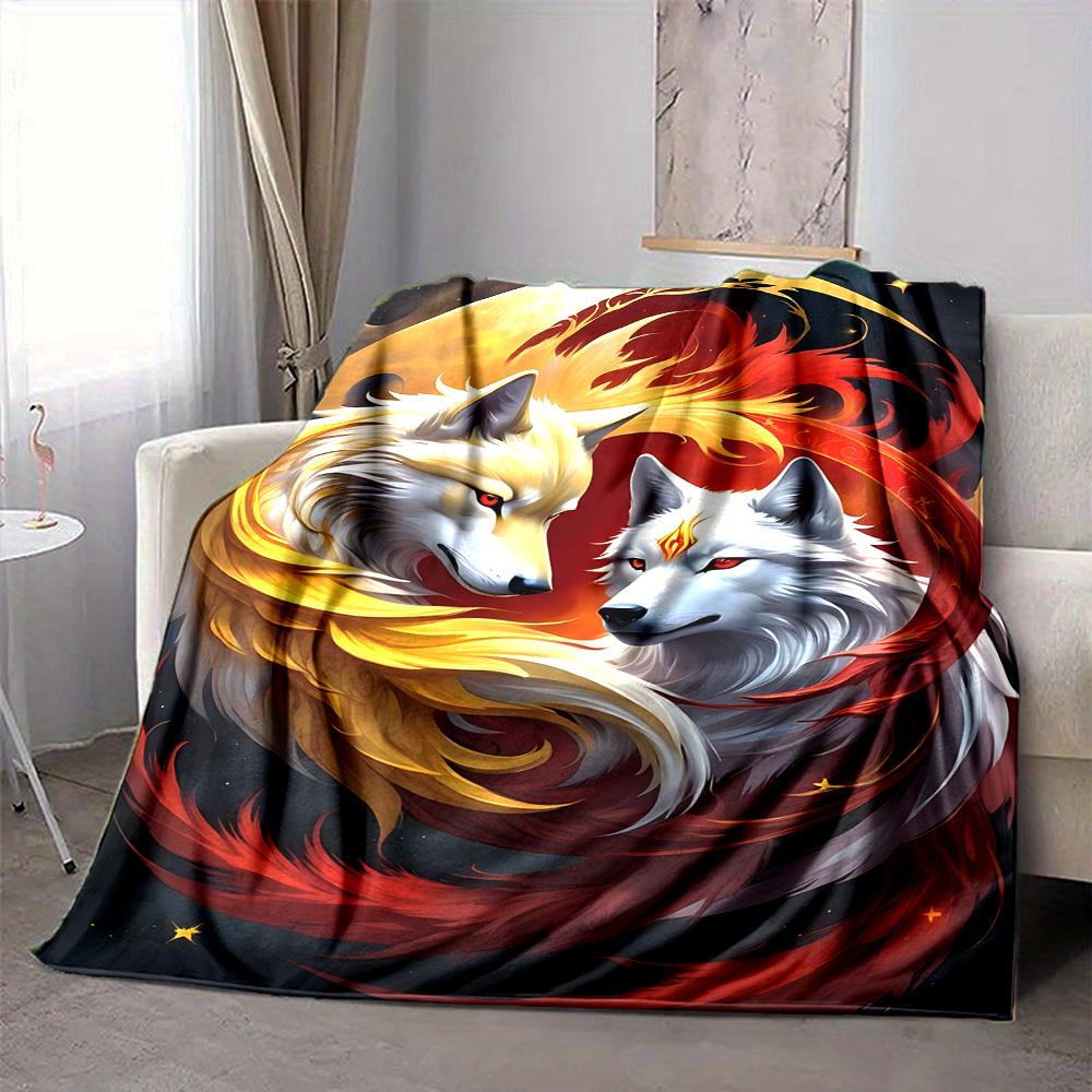 1pc Yin Yang Wolves Blanket - Perfect Gift for Birthdays, Christmas & Halloween- Soft, Warm & Versatile yy250909123