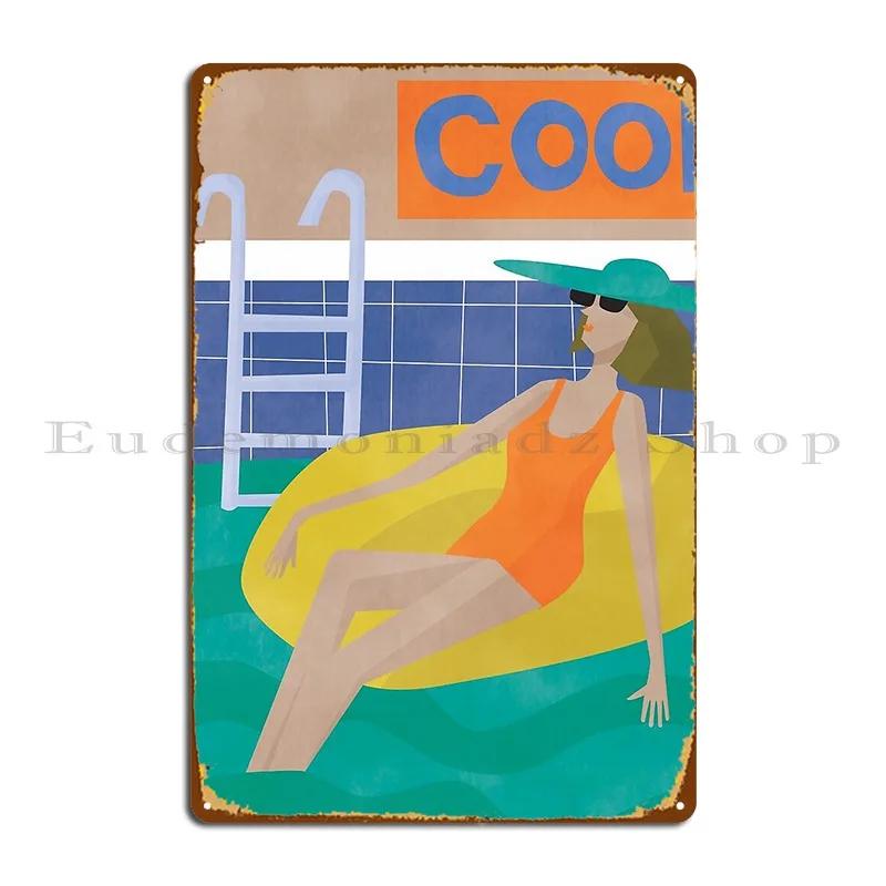 Cool In The Pool Metal Sign Customize Cinema Design Wall Decor Wall Decor Tin Sign Poster