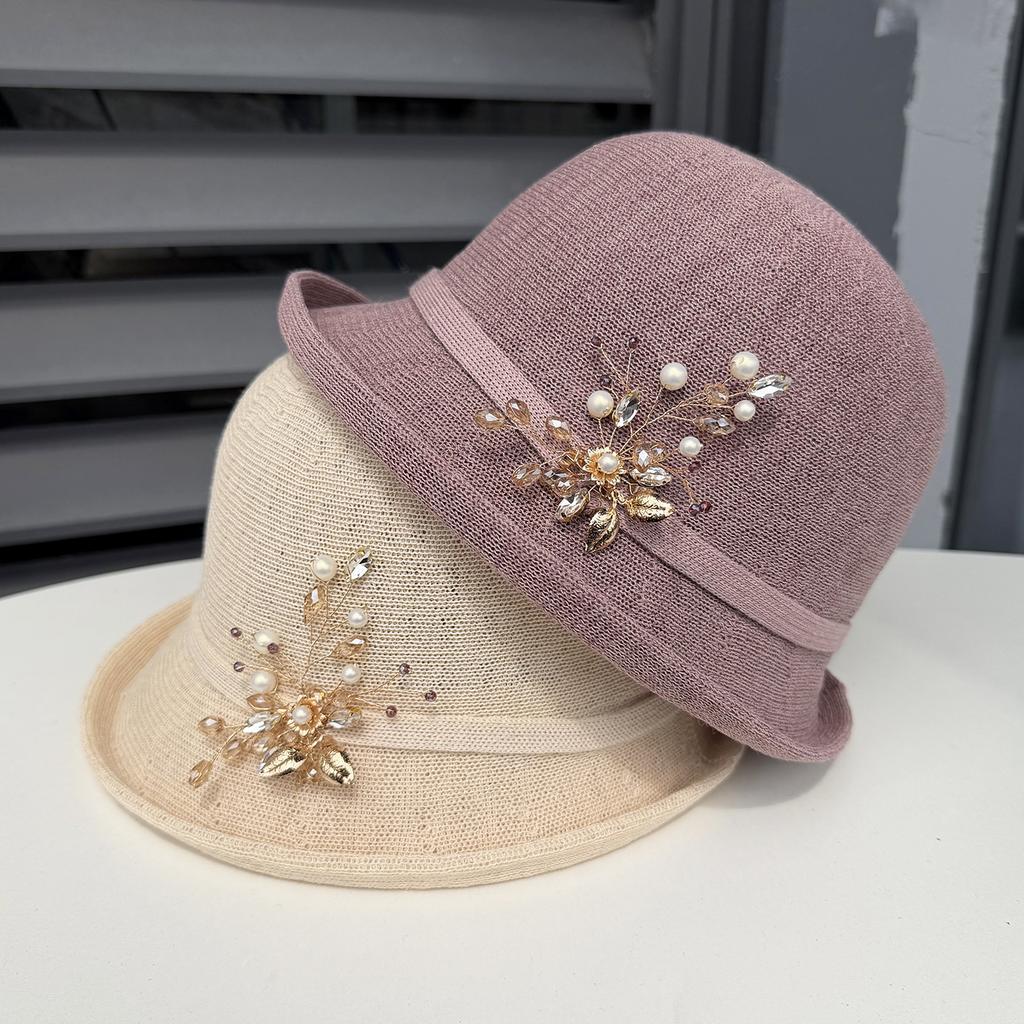 New dome shows washbasin hat temperament elegant crimped fashion hat spring and summer women's travel sun protection hat