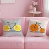 Fruit Orange Lemon Bicycle Pillow Case Anti-dustmite Pillow Invisible Zipper Silky Short Plush Sofa Cushion Cover
