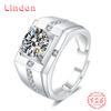 Lindon Мужское классическое кольцо из стерлингового серебра 925 пробы с муассанитом, ювелирные изделия для джентльмена, свадебный подарок для вечеринки