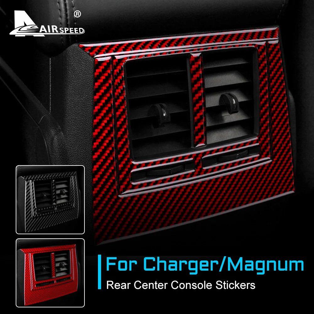Real Soft Carbon Fiber for Dodge Magnum Charger 2008 2009 2010 Accessories Interior Car Rear Center Console Air Outlet Sticker