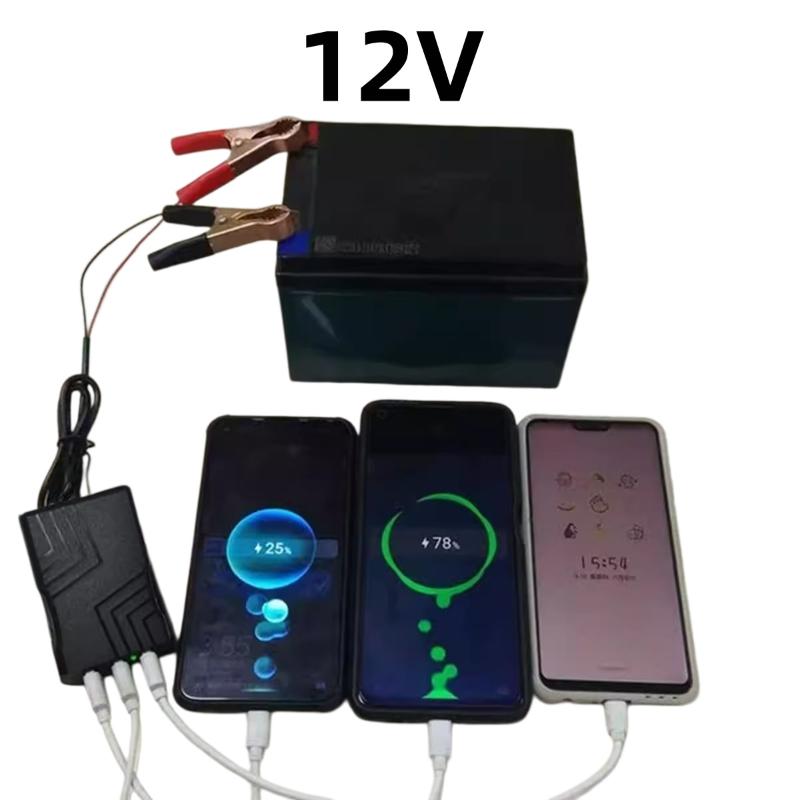 Портативный USB-адаптер питания 12 В 24 В на 5 В, 3 порта для зарядки, зажим-крокодил для аккумулятора, для автомобиля, грузовика, кемпинга, аварийного использования