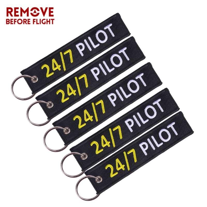 Remove Before Flight 3pcs/lot 24/7 Pilot Keychain Jewelry Aviation Lovers Gifts Keyrings