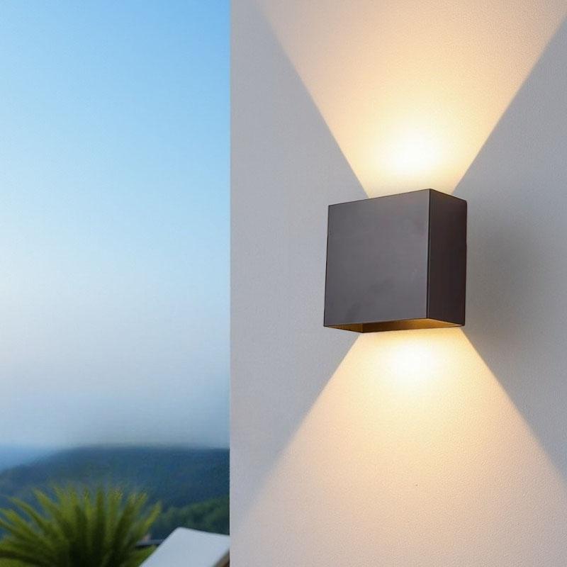 Square Up and Down Outdoor Wall Lights 7W Modern Black Exterior Light LED Porch Lights for House Porch Garage 3000K Warm White