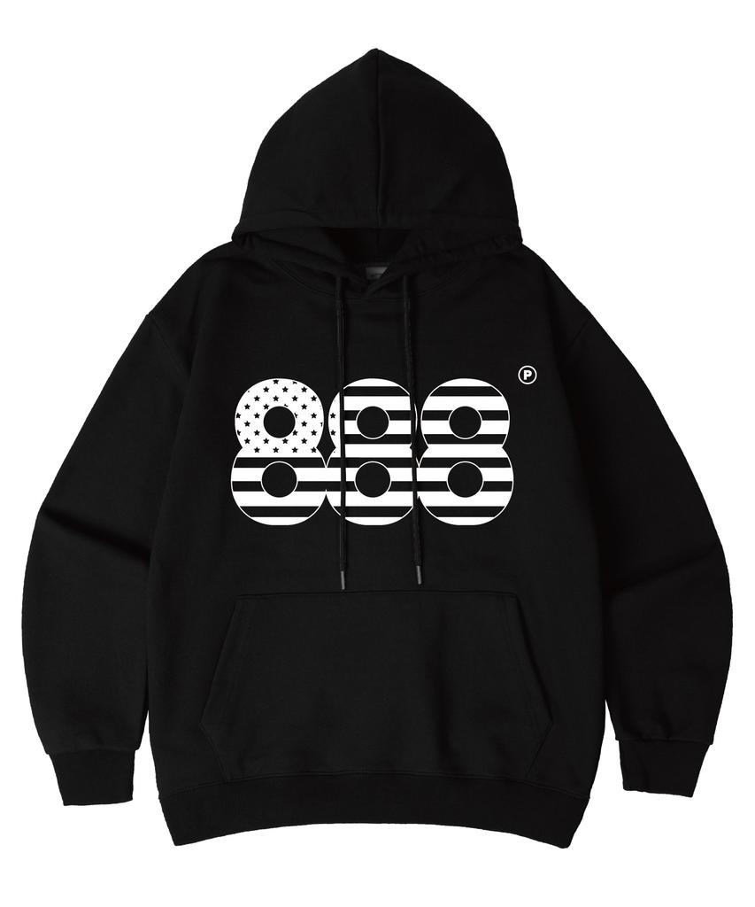 [С флисовой подкладкой/Без флисовой подкладки] Черная oversize толстовка с номером 888 USA, 5 цветов (Тип B)