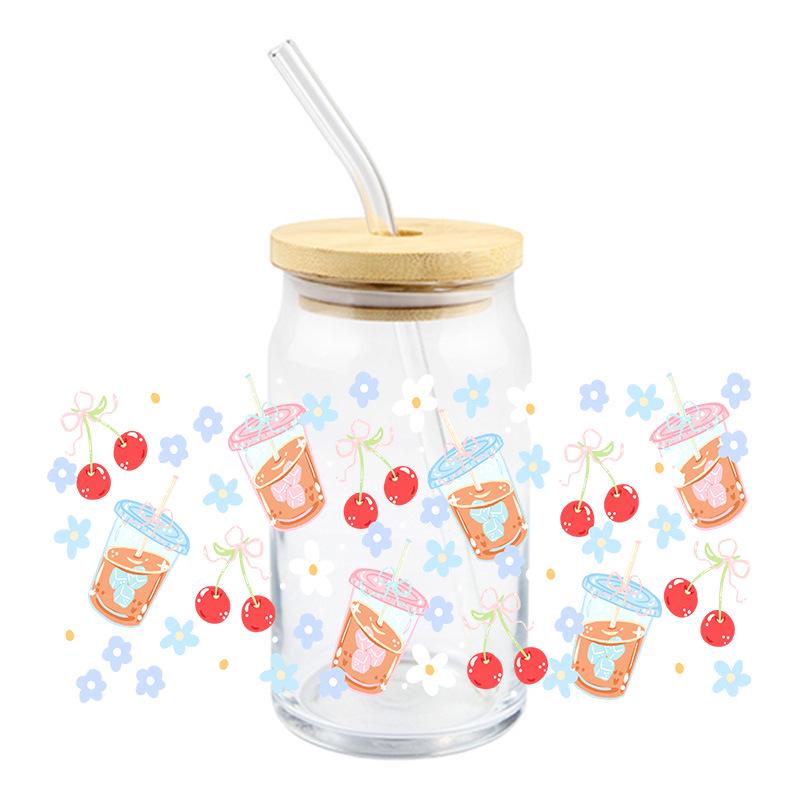 UV DTF Transfer Crystal Stickers: Summer Floral & Fruit Designs for DIY Glass Decor, Waterproof & Heat Resistant