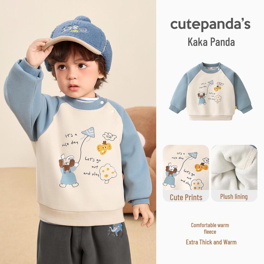 Kaka Panda Kids' Winter Fleece Sweatshirt - Warm Top for Boys and Girls