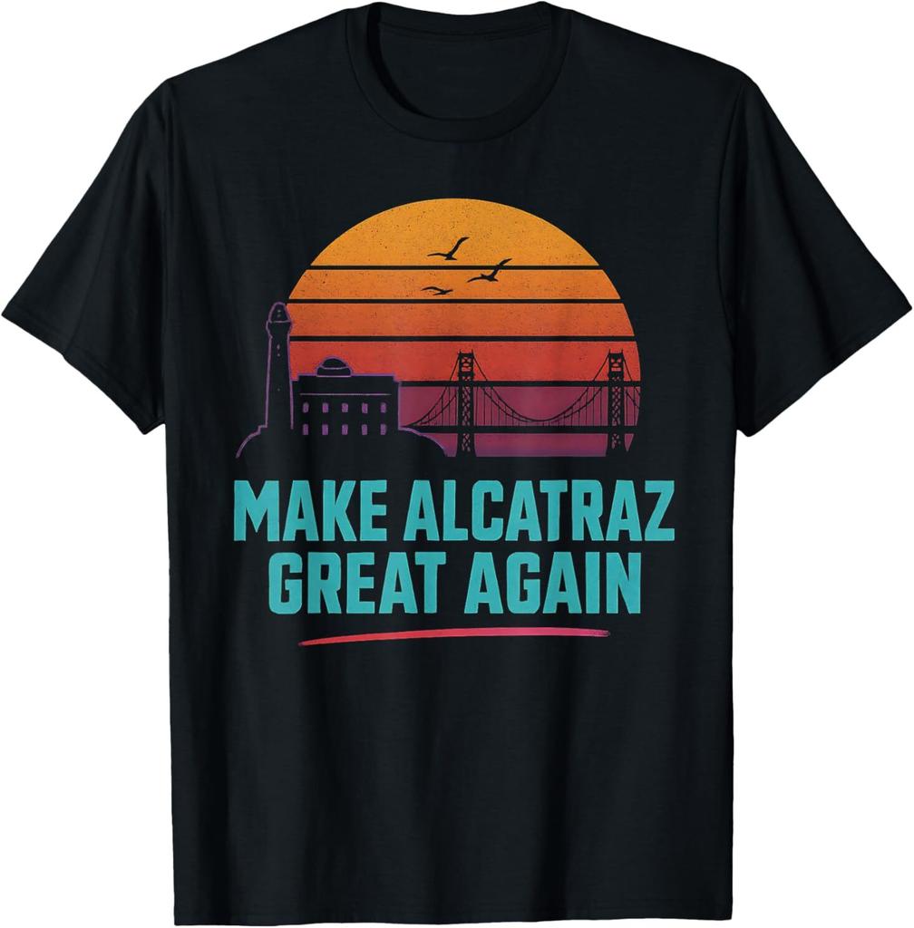 Смешная винтажная футболка Alcatraz Make Alcatraz Great Again