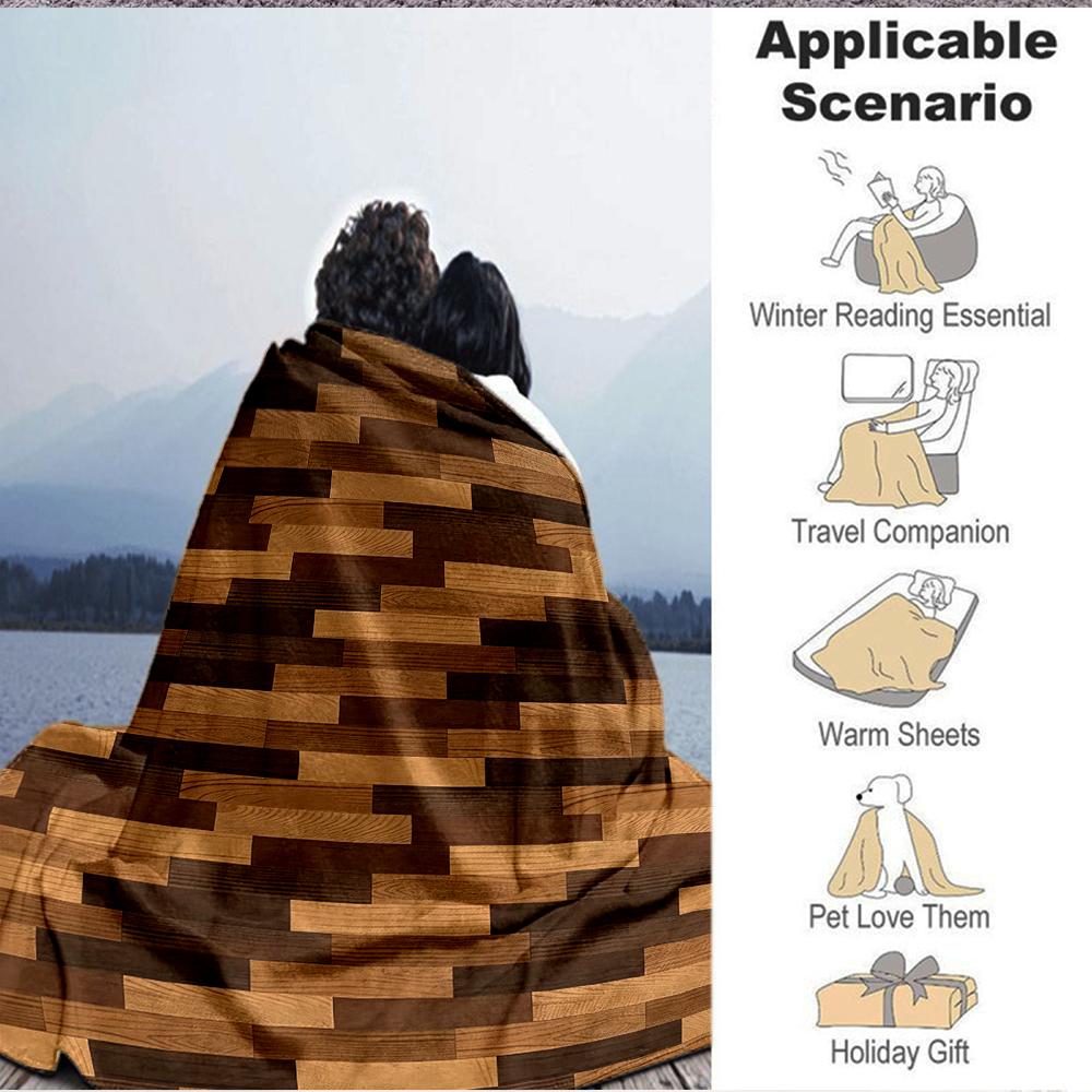 1Pc Wooden Texture Blanket Soft And Comfortable Casual Warm Camping Travel Christmas Halloween Xmas Gift M928291
