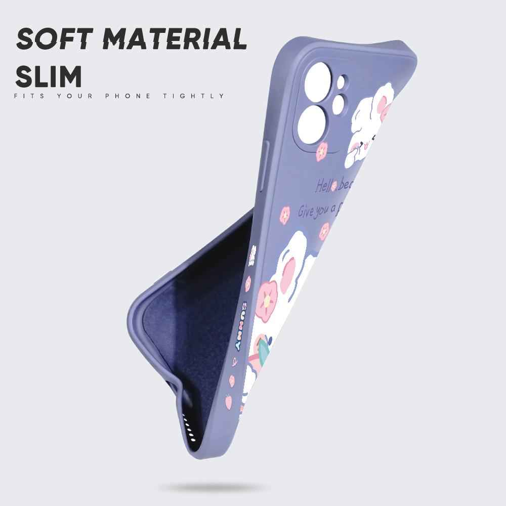 Чехол для телефона с мультяшным белым кроликом для Redmi Xiaomi POCO Note 10 Pro 9 9A 9T 10C 8 7 11 Lite 5G X3 M3 с квадратным краем, мягкие защитные чехлы для полной камеры