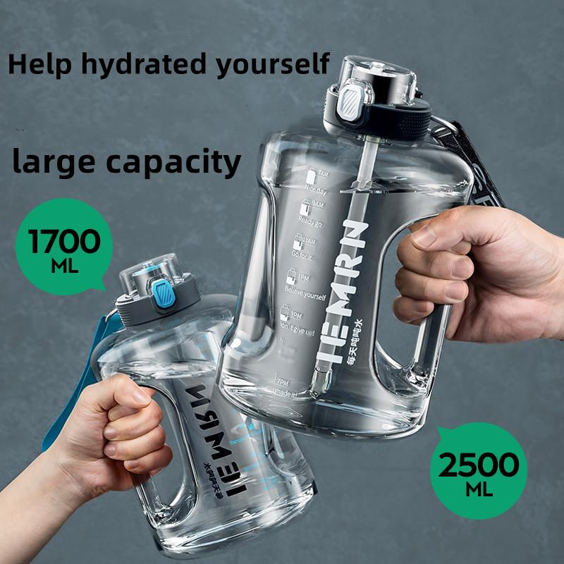 Water Bottle 2 Liters Tritan Material Precise Scale Portable Large Capacity Water Bottle with Straw For Men Women Sports Fitness