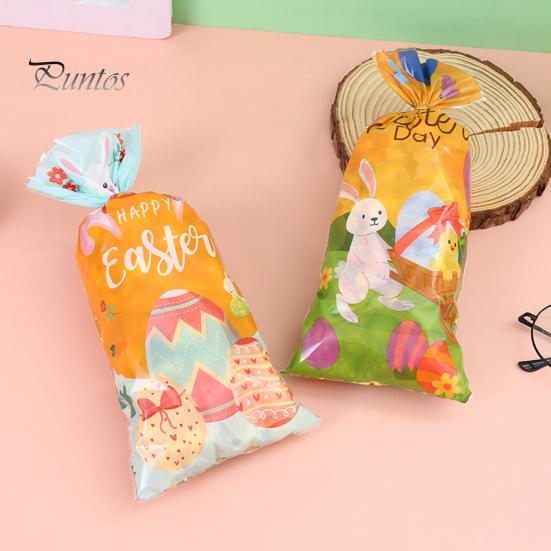 50Pcs Easter Bunny Candy Bags Large Capacity Cartoon Pattern Cute Cookie Candy Wrapping Bag Party Gift Bags