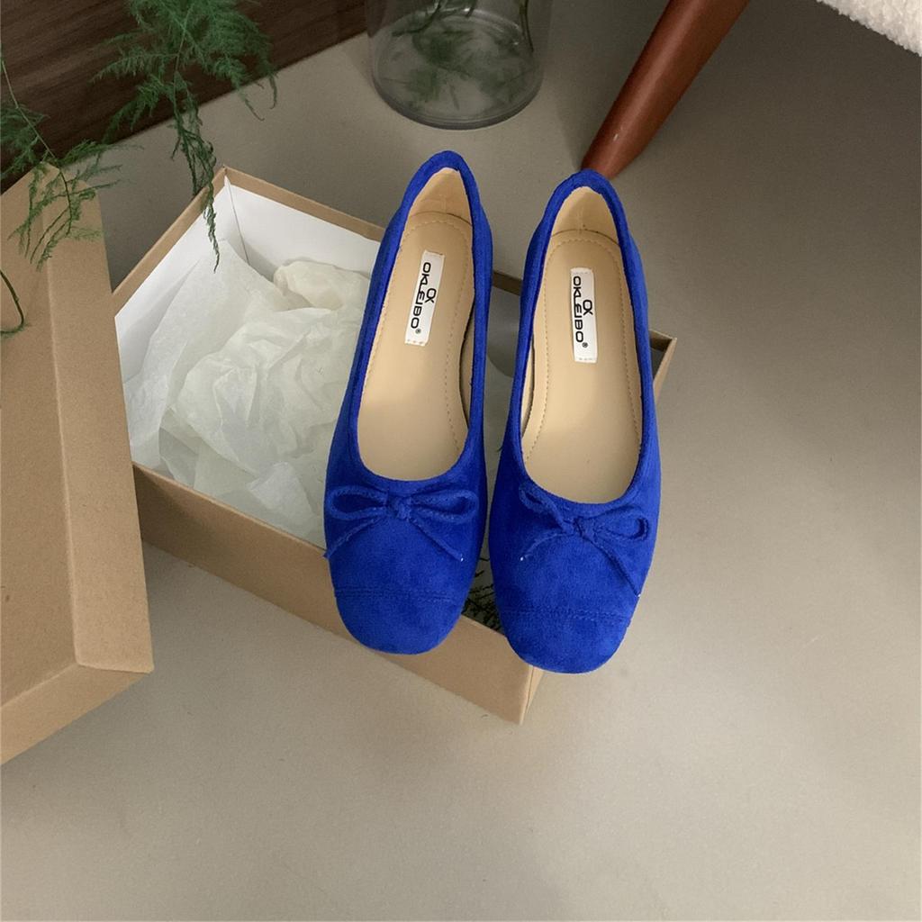 Fashion 6 Colors Women Faux Suede Bowtie Ballets Shoes Ladies Dress Slip On Flats Loafers Female Soft Soled Moccasines Pig Toe Ballerina