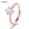 Lindon Classic Copper Alloy Zircon Ring Ladies Jewelry Wedding Promise Party Gift