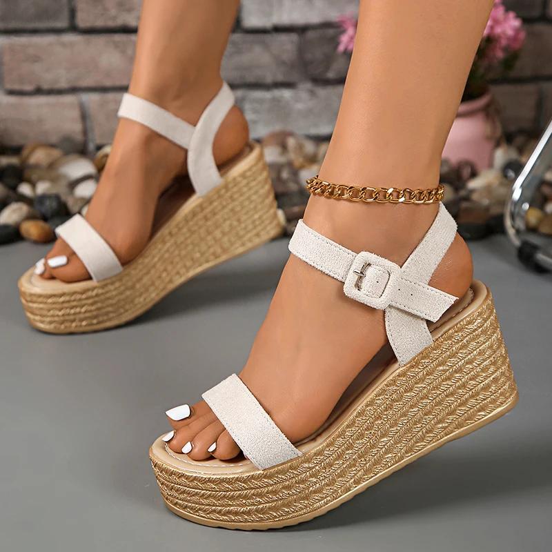 Fashion Size35 42 Fashion Chunky Platform Sandals Women Thick Sole Wedge Sandals Woman Summer 2025 Ankle Strap High Heel Sandalias Mujer