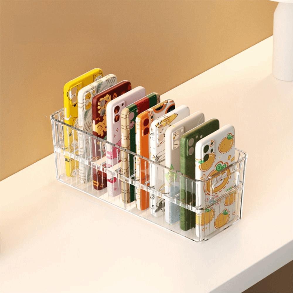 Transparent Phone Case Organizer Large Capacity Clear Cosmetics Container Cabinet Storage