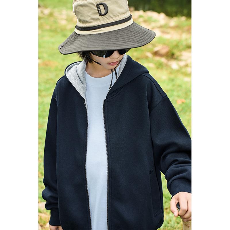 Men's Blue & Gray Zipper Hoodie Cardigan - Medium to Large