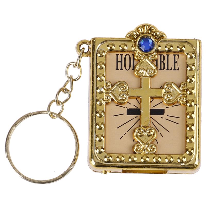 Mini Holy Bible Keychain Religious Christian Jesus Cross Key Chain Keyring
