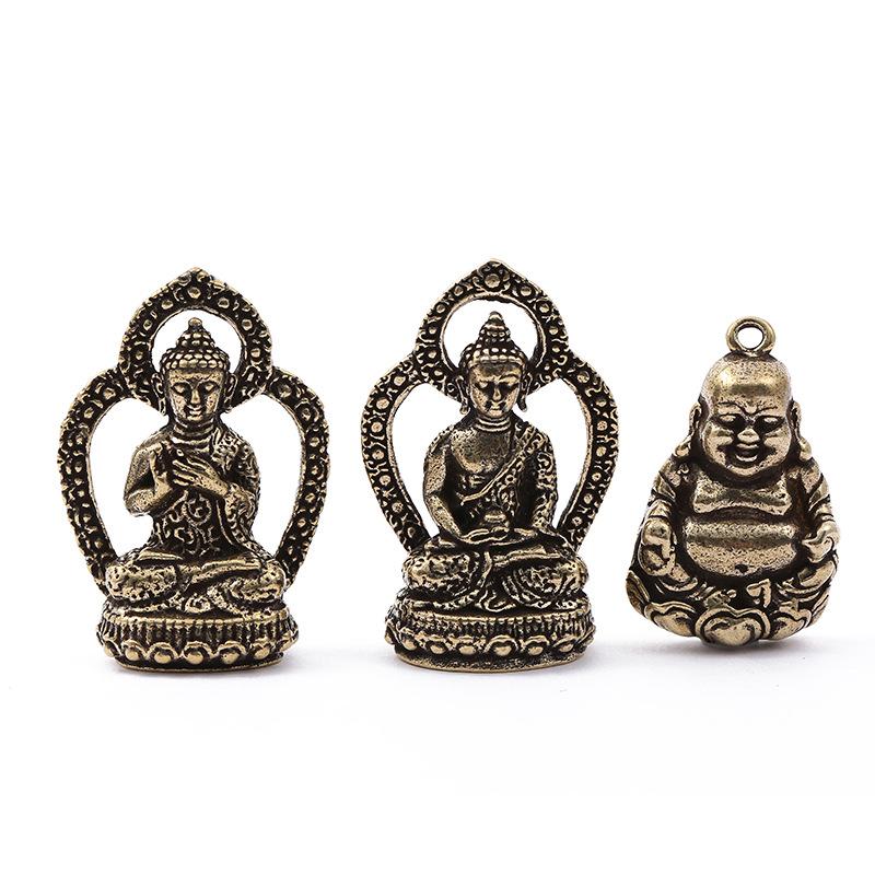 Новое ретро латунное украшение, брелок-подвеска для автомобиля, защитная подвеска в виде статуи Будды, ручная работа, коллекция
