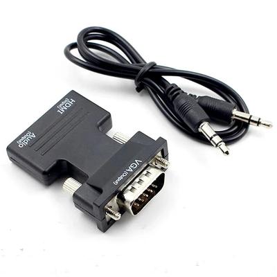 Кабель-переходник HDMI (розетка) на VGA (вилка) с аудиоадаптером для проектора, компьютера, HD-приставки, видеосоединения