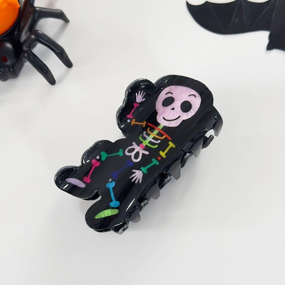 Acrylic Halloween Hair Claw Spider Skeleton Shark Clip Creative Halloween Themed Gripper Women
