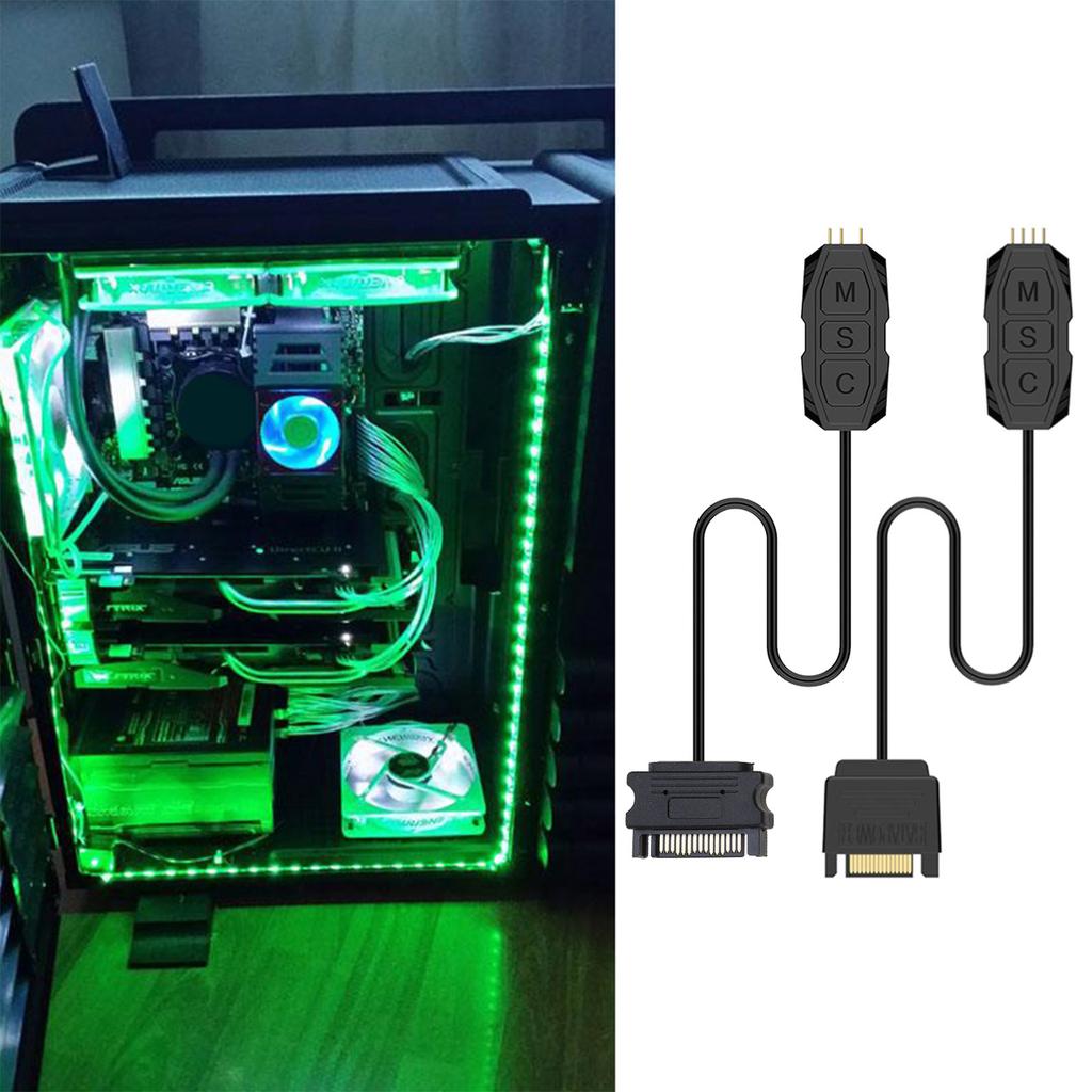 Кабель контроллера RGB для ПК 5 В 12 В ARGB ЦП для корпусного вентилятора Светодиодная лента Лампа Бар Водяное охлаждение Управление AURA Питание Sata/Molex