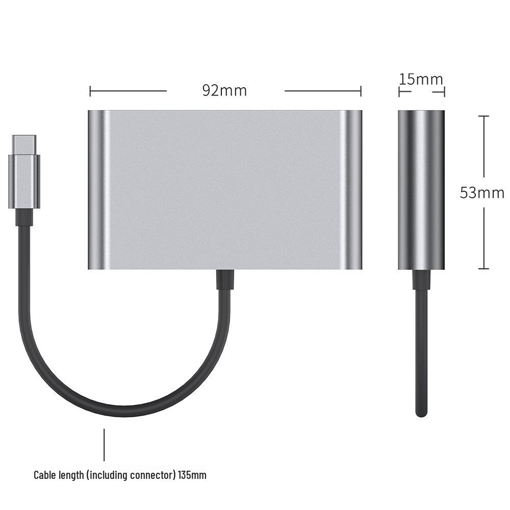 Универсальная док-станция 4-в-1 USB-C для ноутбука/iPad Apple с HD-конвертером, USB 3.0 и сетью 100 Мбит/с