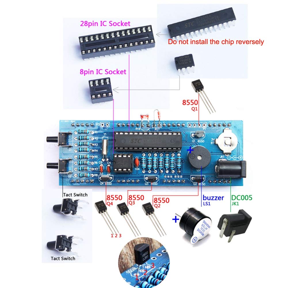 Digital DIY Clock Kit DIY Electronic Clock Kit ABS 4 Digit DIY Digital LED Clock Kit Automatic Display Time Temperature Electronic DIY Kit Clock White