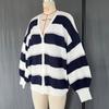 Women's Autumn and Winter Loose Striped Casual Cardigan Sweater