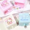 Sanrio Mini Desk Organizer Cartoon Hello Kitty Cinnamoroll Melody Double Layer Jewelry Stickers Storage Box Girls Gifts