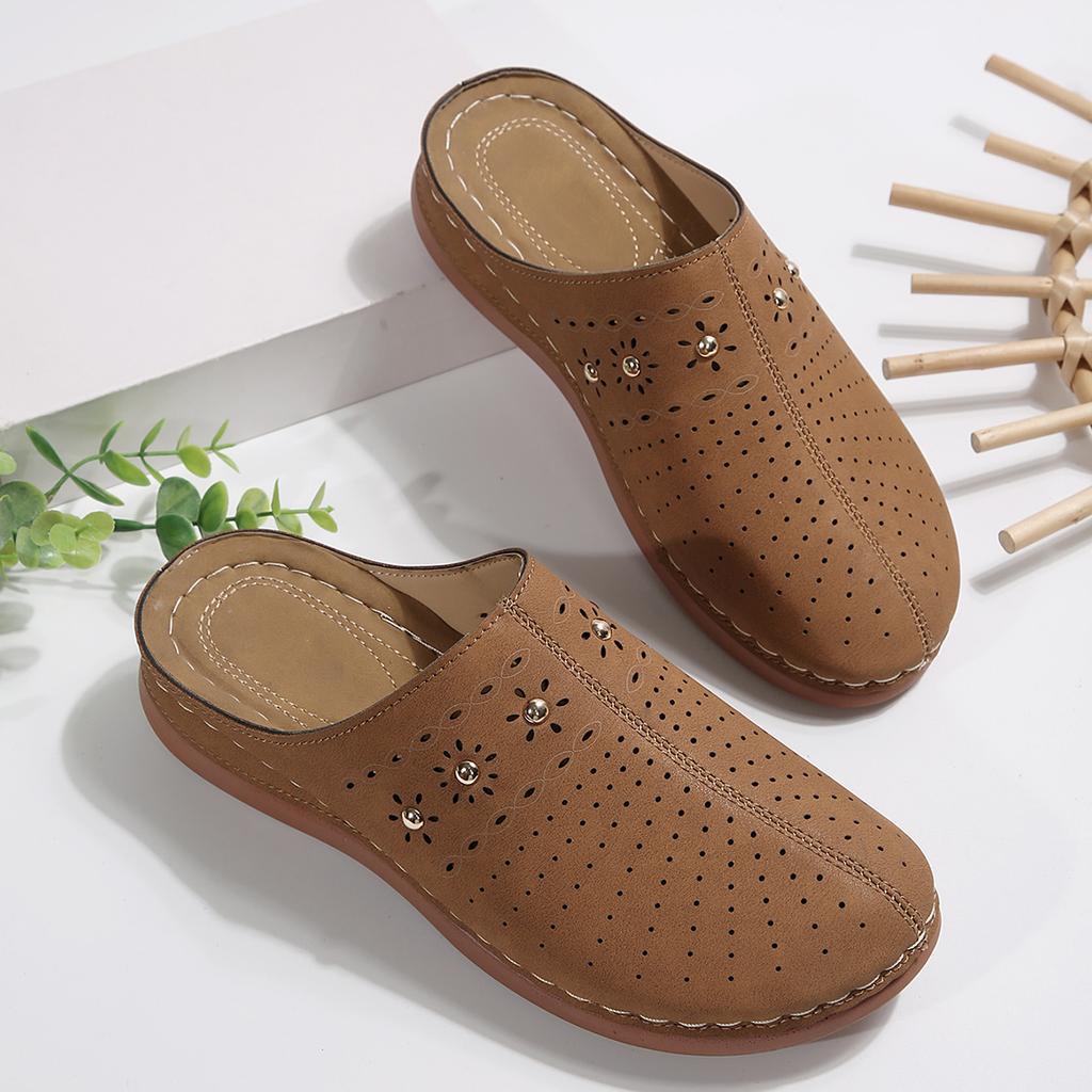 Lightweight Wedge Heel Mules Slippers Women Summer Hollow Out Slides Shoes Woman Plus Size Thick Sole Outdoor Sandals Female