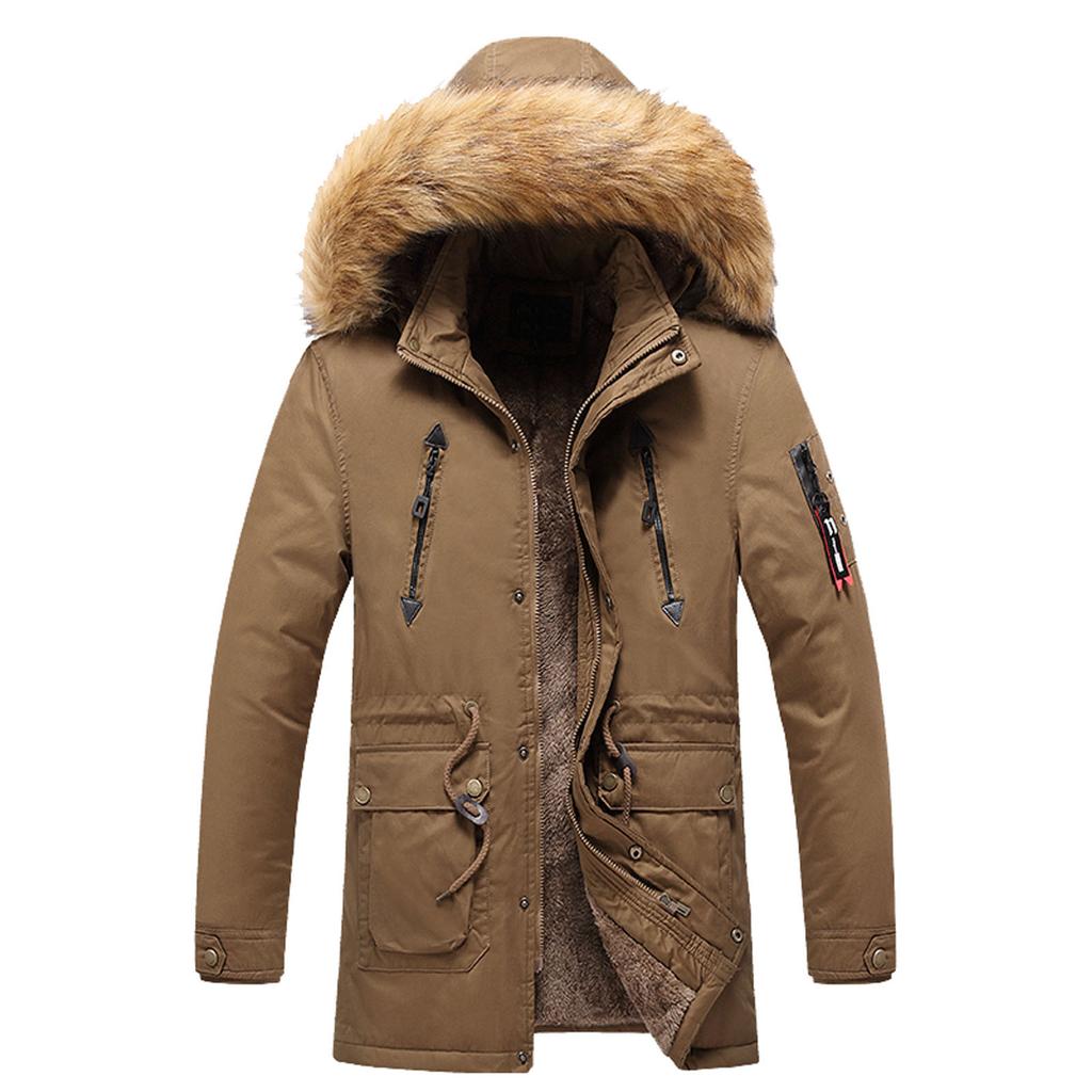 Men Winter Coat Men's Cotton Fleece Coat Warm Hooded Soft for Windproof Soft Coat Jacket