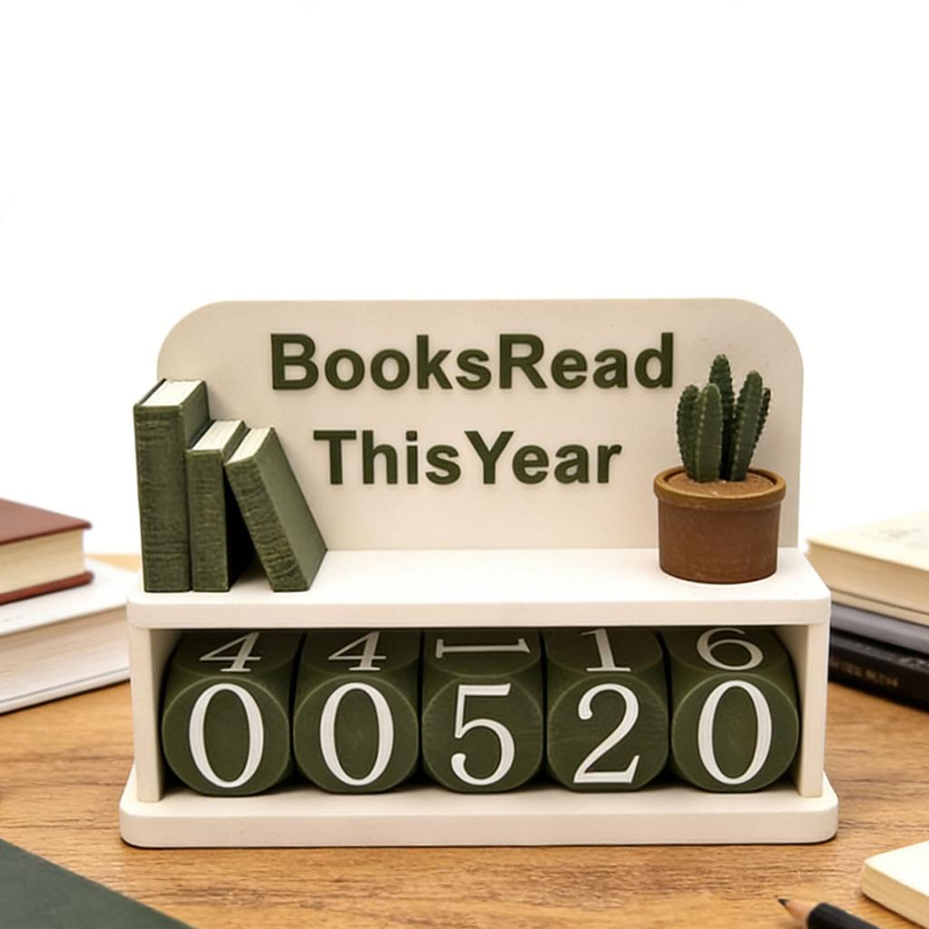 Счетчик прочитанных книг за год Компактный Водонепроницаемый Полированный Пластик Знак-трекер для книг на полку Декор Белое Горшечное Растение