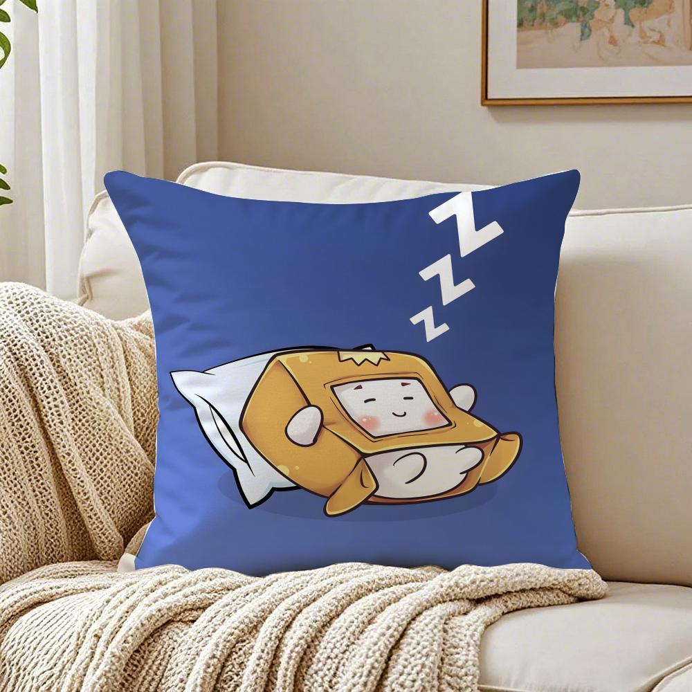 Funny Cute Cartoon LLankyboxesES Cushion Cover Linen Pillowcase Soft for Sofa Bed Home Room Decor