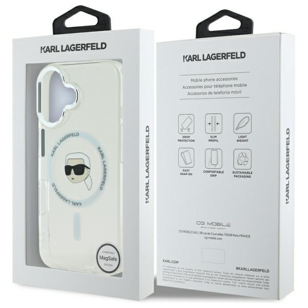 Karl Lagerfeld Klhmp16Mhlskih Iphone16 Plus 6.7 Biały/White Hardcase Iml Metal Karl Head Magsafe