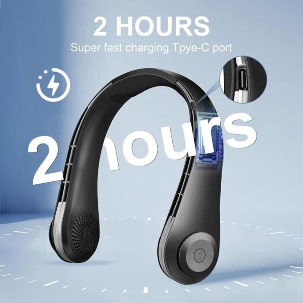 Draagbare nekventilator, snelladende mini-USB draagbare ventilator zonder bladen met 3 snelheden voor dames en heren A18