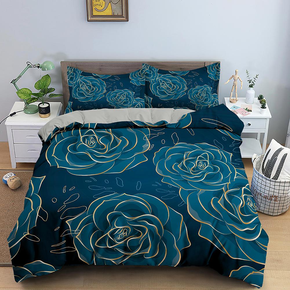 Тропические цветы King Queen Комплект постельного белья Красочный винтажный цветочный пододеяльник Зеленые листья Покрывало из полиэстера Покрывало