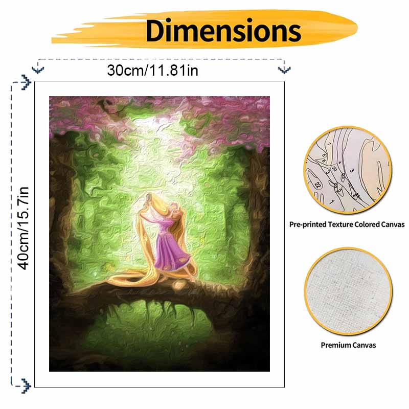 Disney DIY Rapunzel Forest Painting Kit Home Wall Decor Handmade Gift Art Crafts Coloring Paint By Numbers Canvas Wall Hanging Art Decor