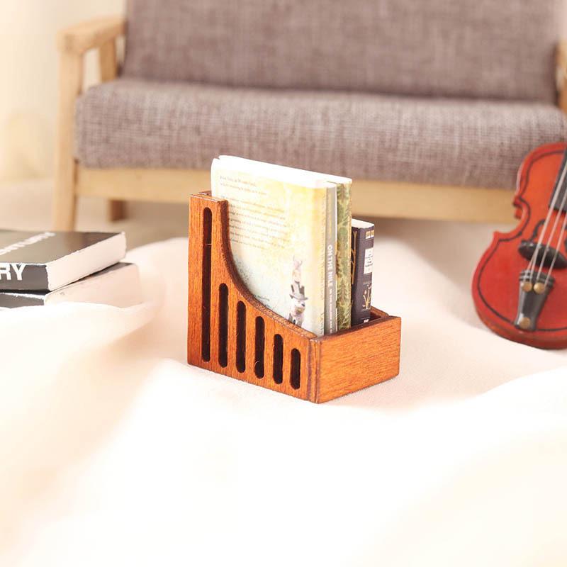 1Set 1:12 Dollhouse Miniature Bookshelf Storage Rack Desktop Organizer Box Home Model Decor Toy Doll House Accessories