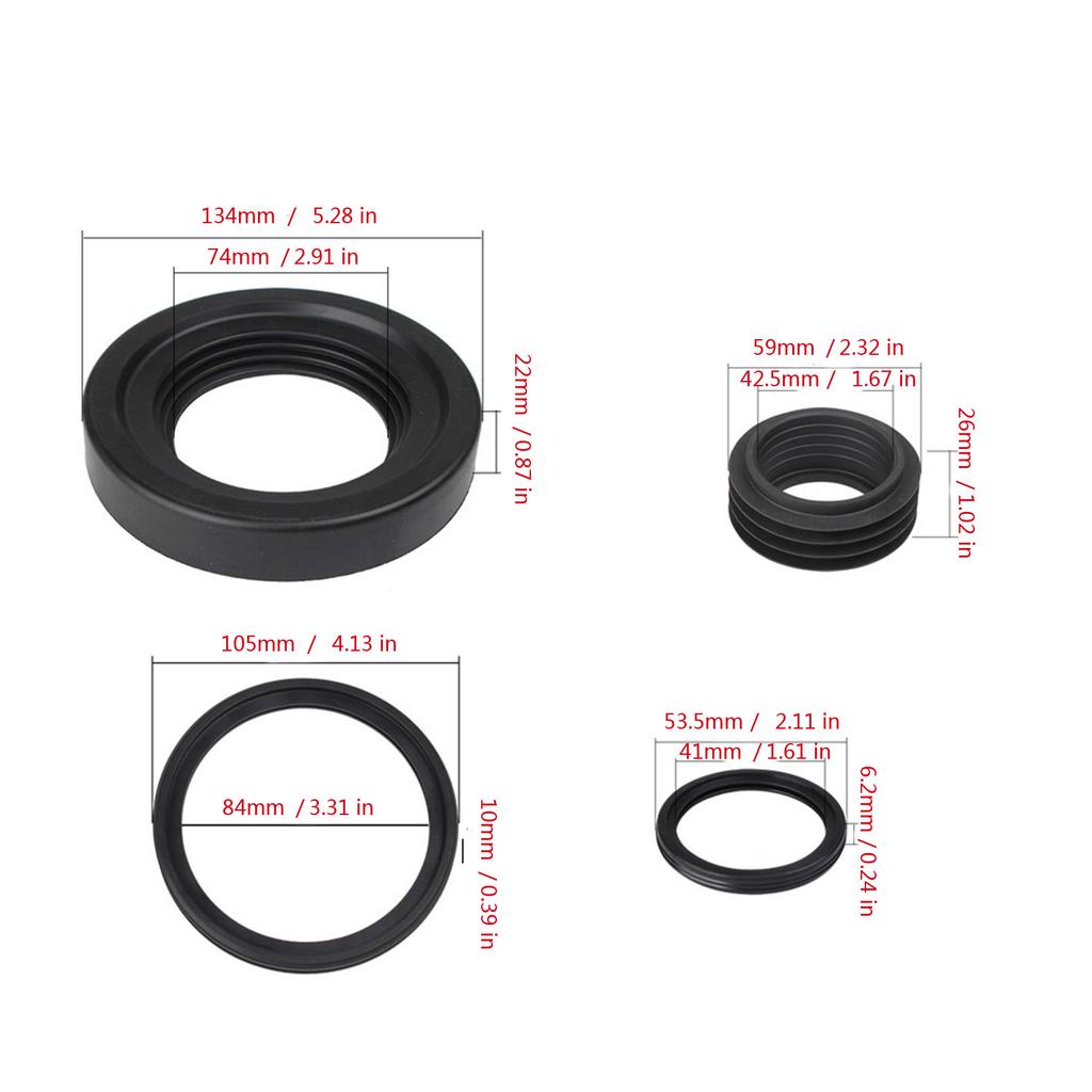 Wall Mounted Toilet Seal Rings Set Rubber Seal Gaskets Pressure Resistant Toilet Seal for Leak Prevention & Odor Control