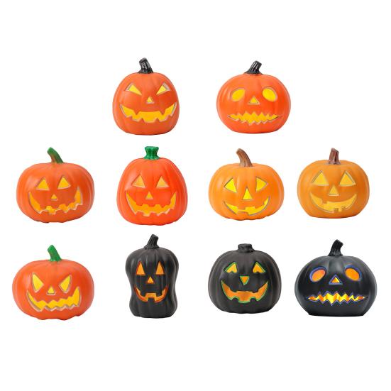 LED Pumpkin Lantern Battery-Powered Warm Light Halloween Lantern Energy-saving Indoor Outdoor Pumpkin Decor