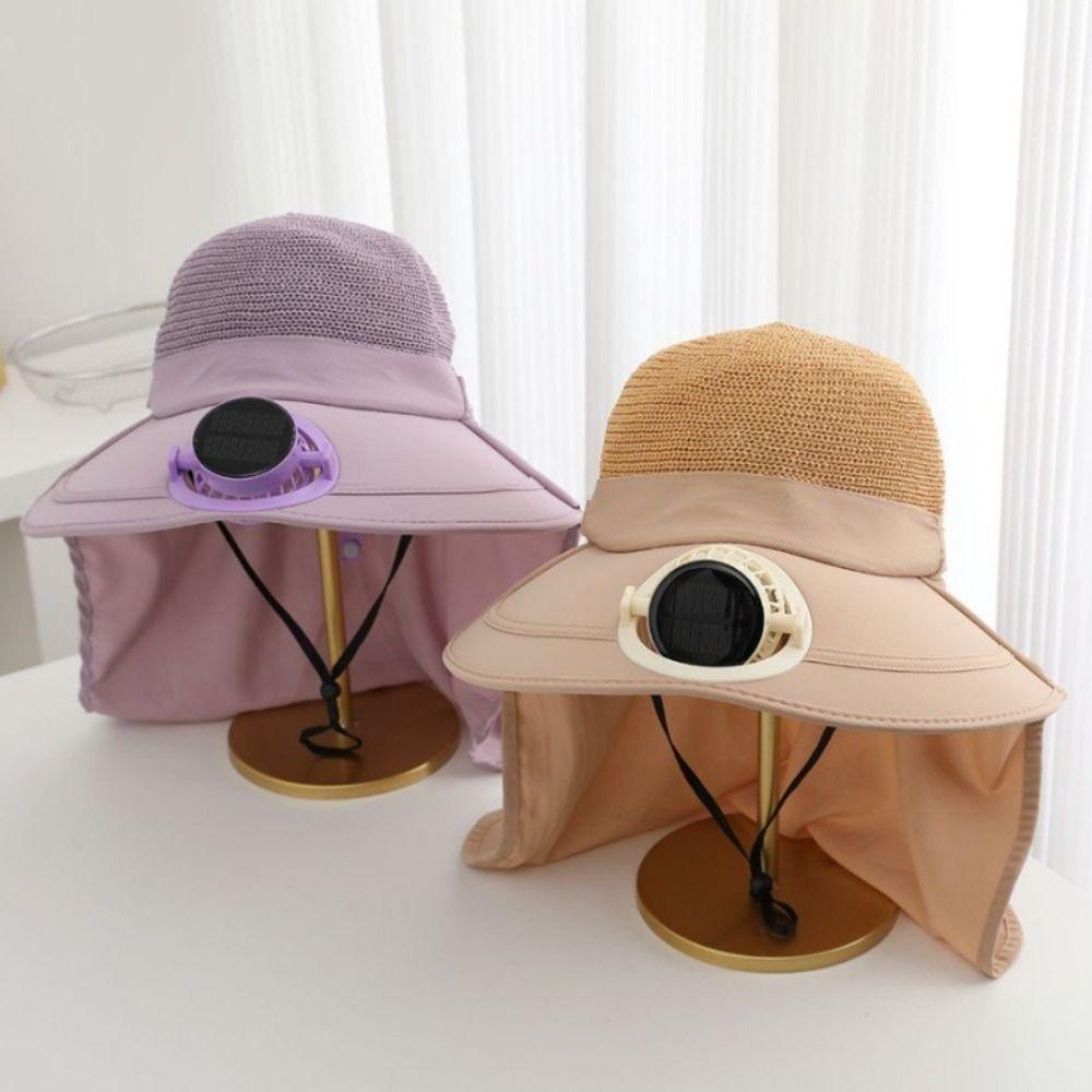 USB Charging Sun Cap Breathable Fisherman Hat Door Fan Solar Fan Cap  Cycling