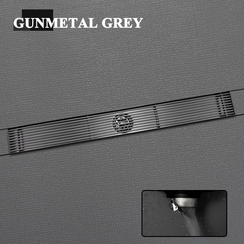 Матовый золотисто-серый слив для душа, вставка из плитки, нержавеющая сталь SUS304, длинный линейный слив для ванной комнаты