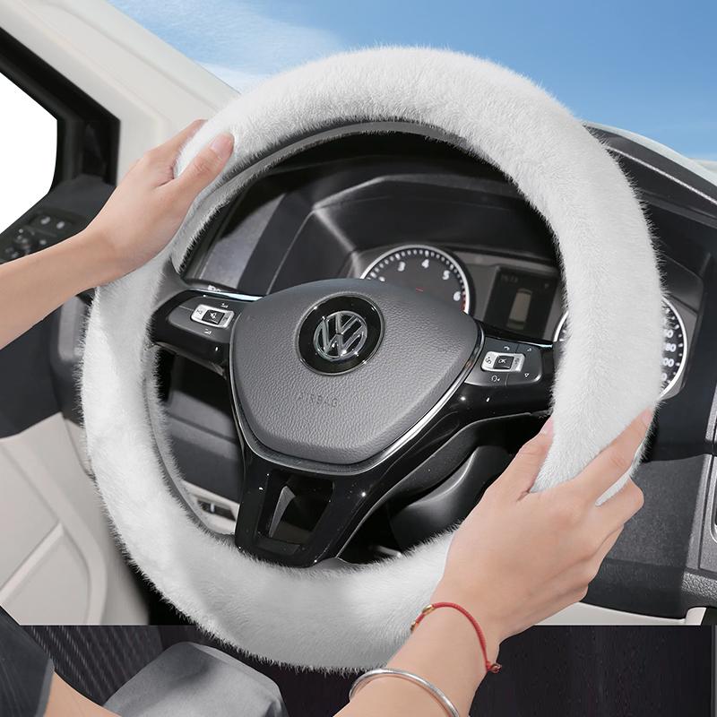 Подходит для плюшевой накладки на руль Volkswagen, теплая нескользящая защитная накладка на осень и зиму, Golf Tiguan Polo T-Roc Jetta Id.4 Id.3 Atlas