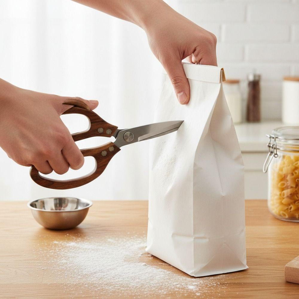 Прочные кухонные ножницы с деревянной ручкой, нескользящие, из нержавеющей стали, для барбекю, эргономичная ручка, острые кухонные ножницы, для овощей