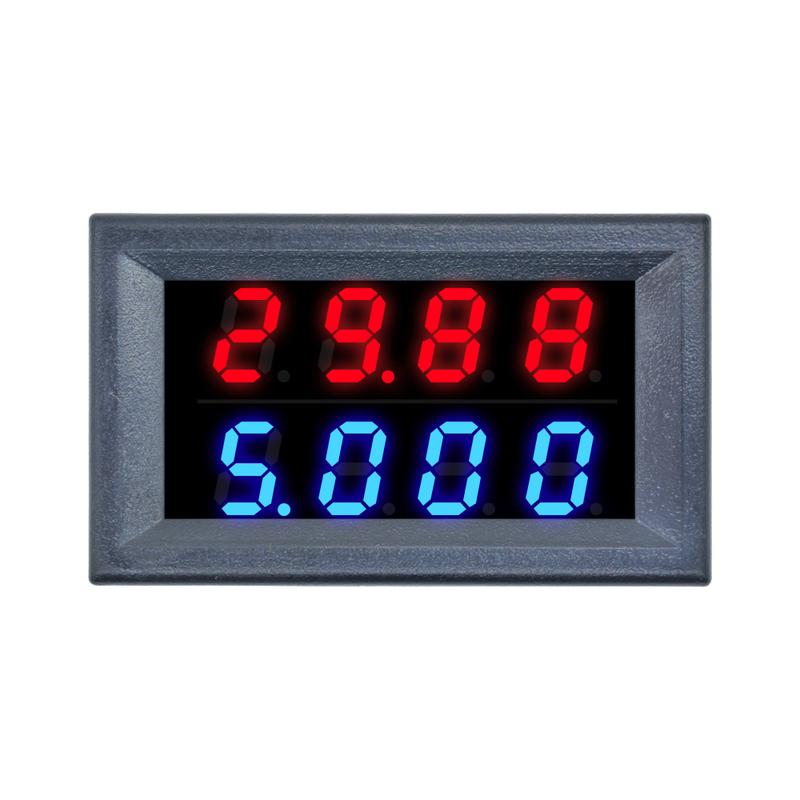 10Pcs 0.28" LED Digital Voltmeter Ammeter 3/4 Bit 5 Wires DC 100V/200V 10A Voltage Current Meter Tester Blue Red Dual Display